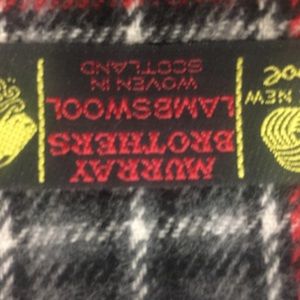Scotland 100% wool red and gray plaid scarf